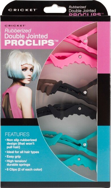 Chemcorp — Cricket Rubberized Double-Jointed Pro Clips 6Pc-Aqua/Black/Pink