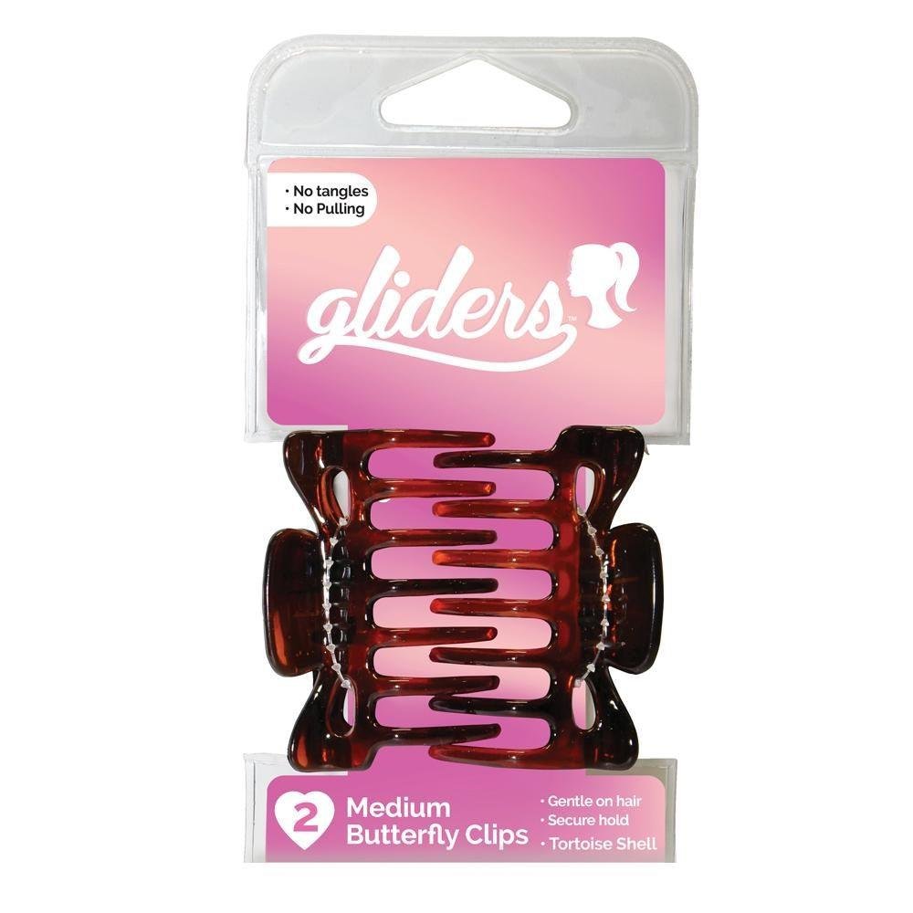 Chemcorp — Gliders Medium Butterfly Clips Tortoise Shell 2 Pc
