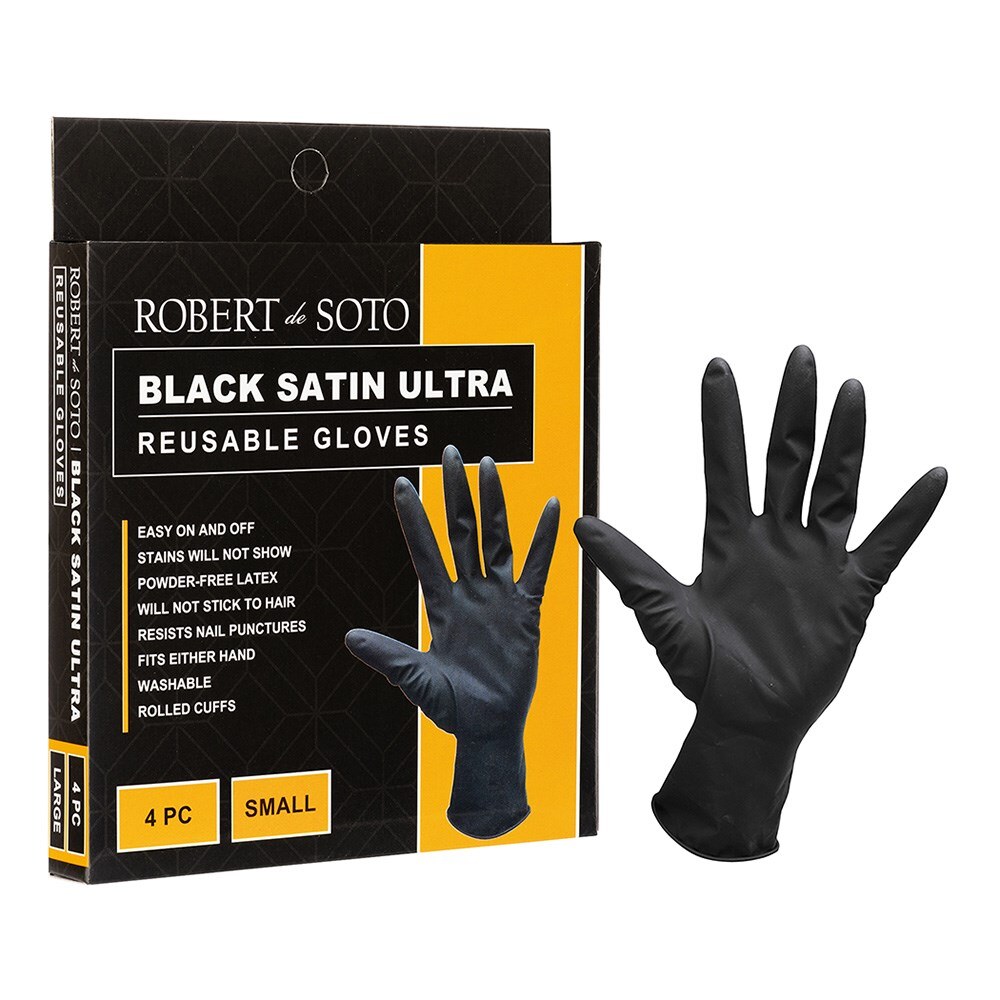 Robert de Soto — Robert de Soto Black Satin Ultra 4 Gloves Small