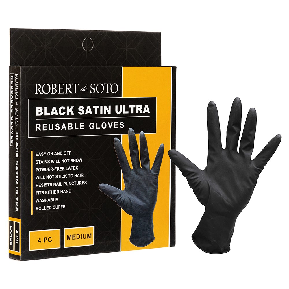 Unbranded — Robert de Soto Black Satin Ultra 4 Gloves Medium