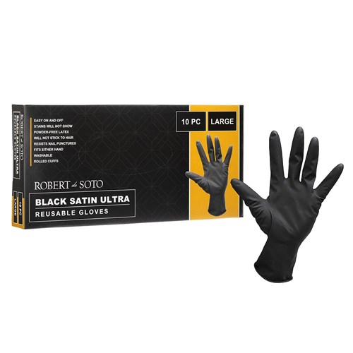 Robert de Soto — Robert De Soto Black Satin Ultra Reusable 10 Gloves Large