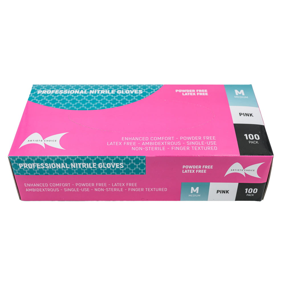 Unbranded — Artist Choice Pink Nitrile Gloves Medium 100