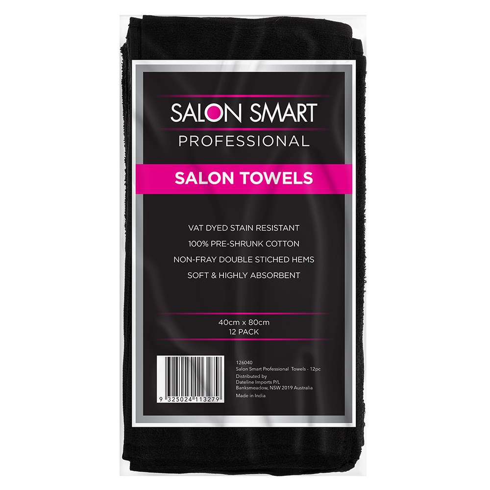 Unbranded — Salon Smart Soft N Thick Salon Towels Black 12pkt