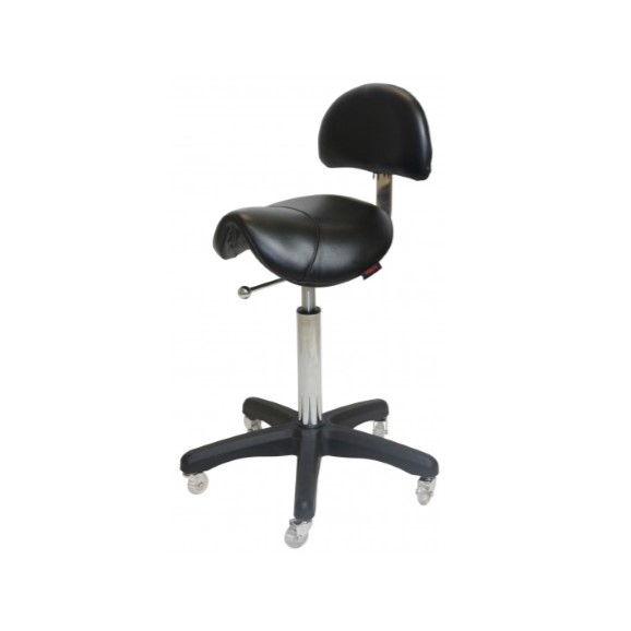 Joiken — Joiken Saddle-No Back-Black Base-(Black Upholstery) with CLICKNCLEAN Castors 43520BB