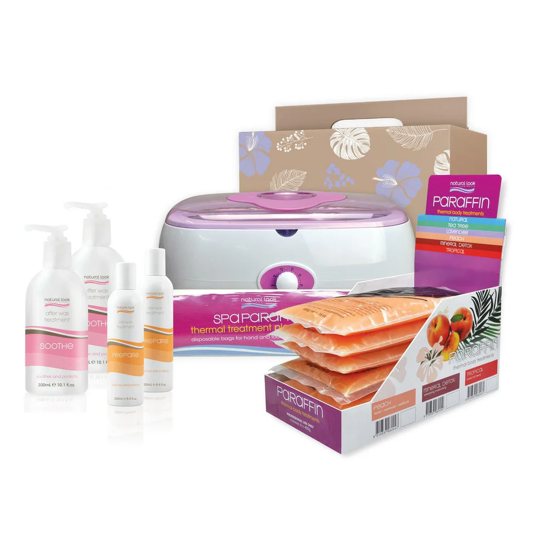 Natural Look — Natural Look Large Parrifin Kit ..1xPariffin Bath large ..1xPeach Pariffin Wax Box 6x 450g..2xPre...